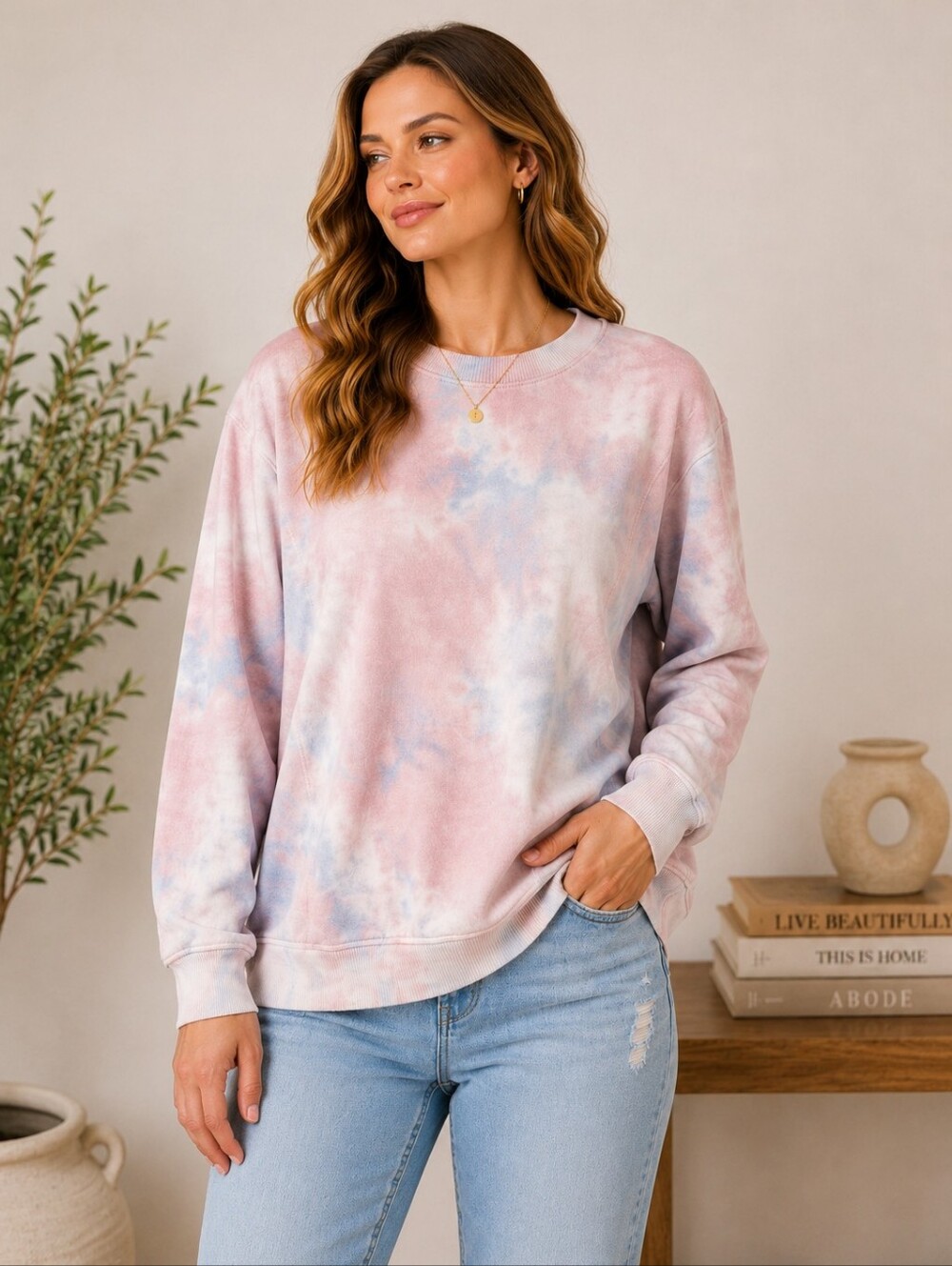 Johnny Was CALMÉ Tie Dye Pullover Sweatshirt Medium Soft Tencel Blend A-187